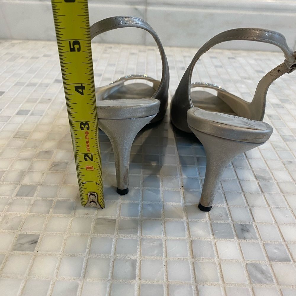 Stuart Weitzman Silver Slingback Heels with Sequin Straps - Picture 8 of 12